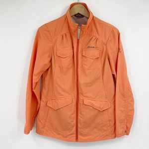 Eddie Bauer Travex Full Zip Nylon Jacket Lightweight Orange Sz S